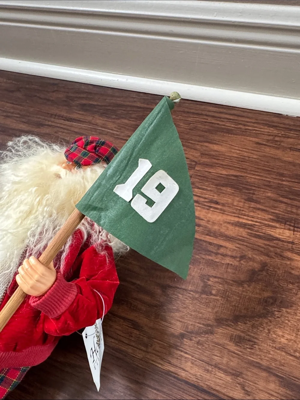 Festive Plaid Santa Golfer Holiday Figurine in Red and Green